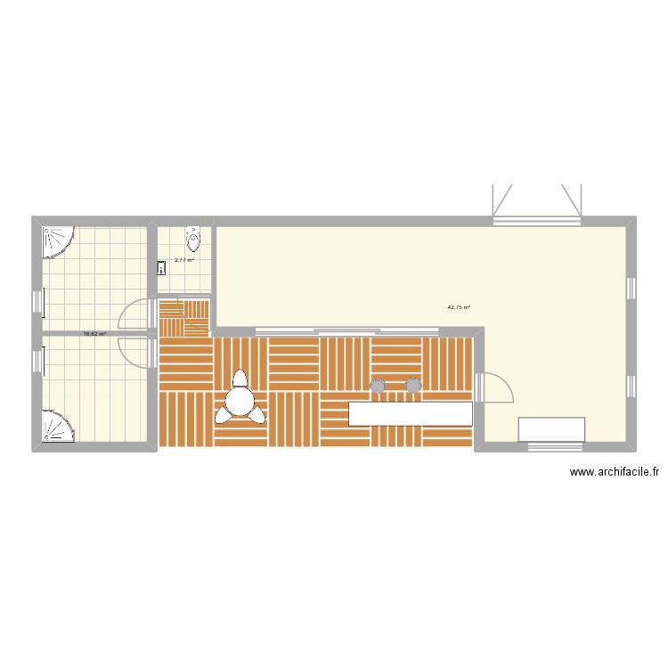 broussas. Plan de 3 pièces et 62 m2
