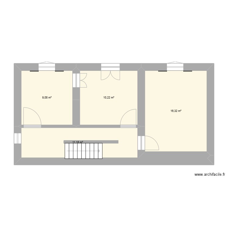 1er Salorino. Plan de 4 pièces et 47 m2
