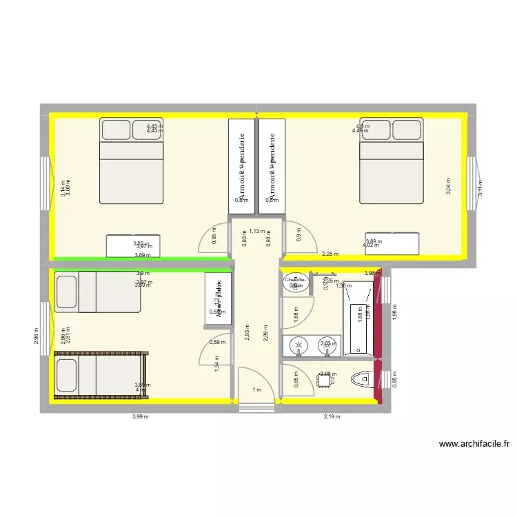 Hyères - Avec meubles. Plan de 14 Pièces et 47 m² Hyères - Avec meubles. Plan de 14 Pièces et 47 m²