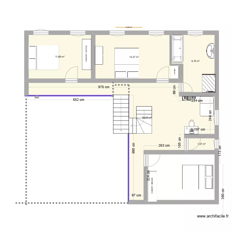 1 er etage reduit 177 m2. Plan de 