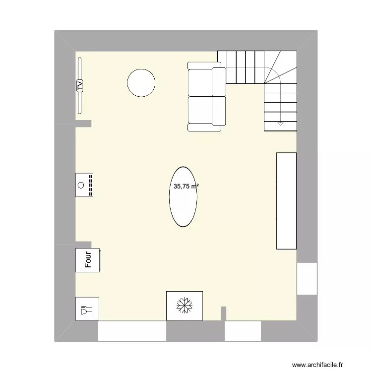 Charmensac RDC. Plan de 1  et 36 m²