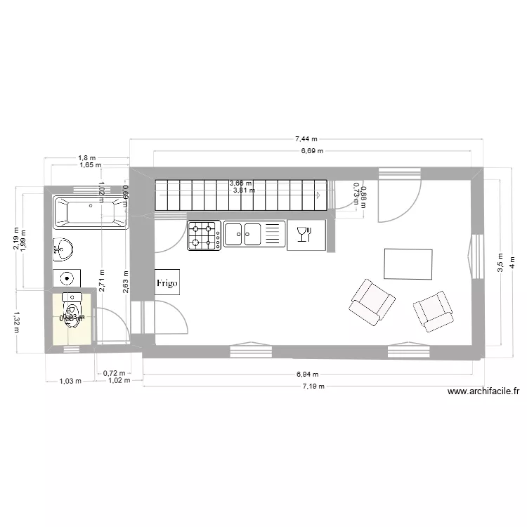 MAISON 1. Plan de 2  et 24 m²