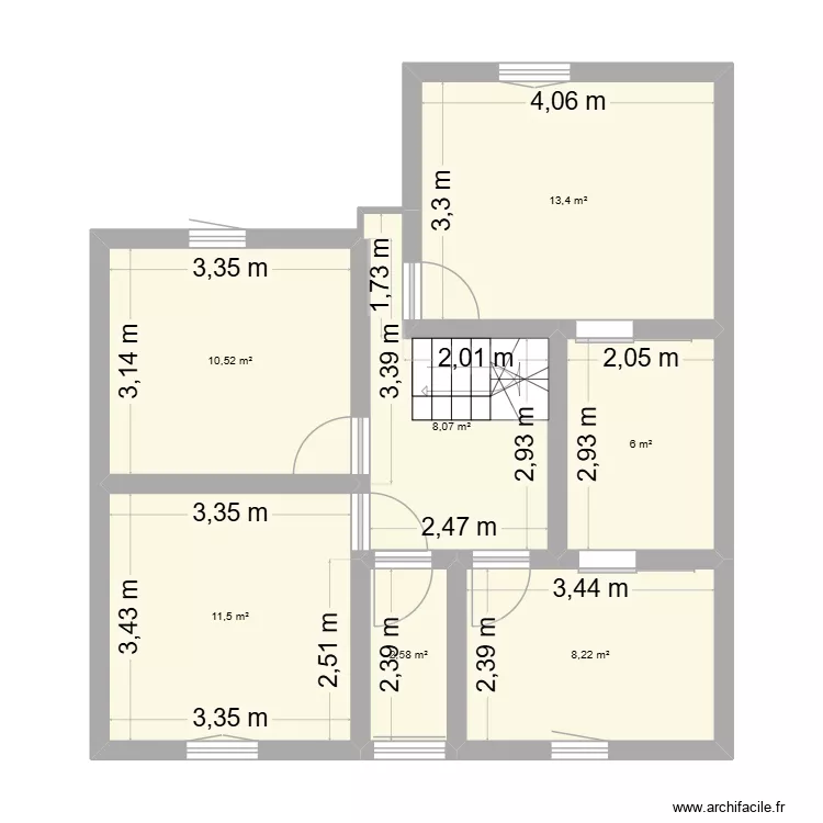 Tarasteix Etage. Plan de 7 Pièces et 60 m² Tarasteix Etage. Plan de 7 Pièces et 60 m²