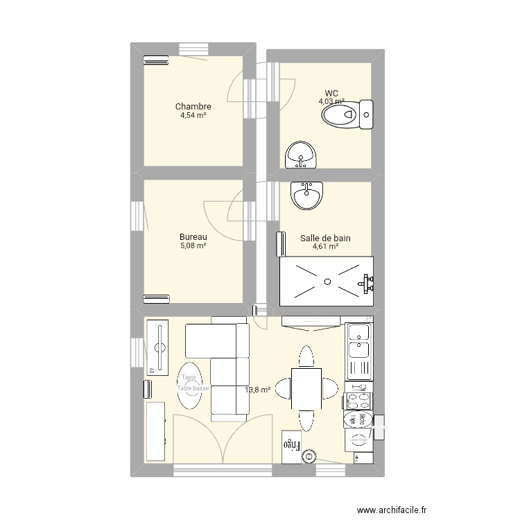 Appartement arleux . Plan de 5 pièces et 32 m2