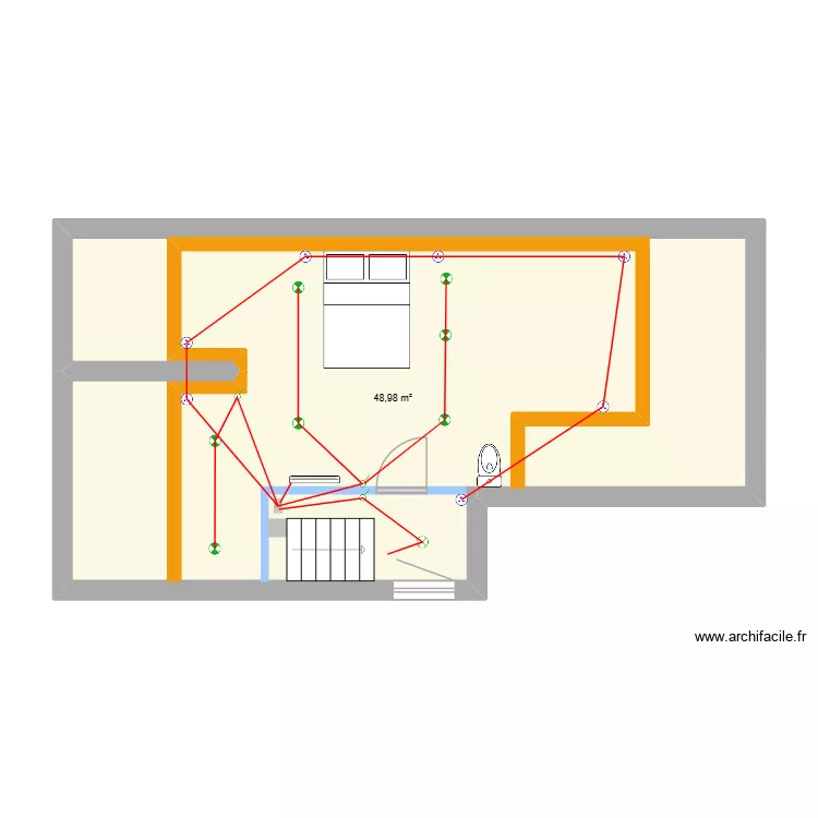 Combles Perrier. Plan de 1  et 49 m²