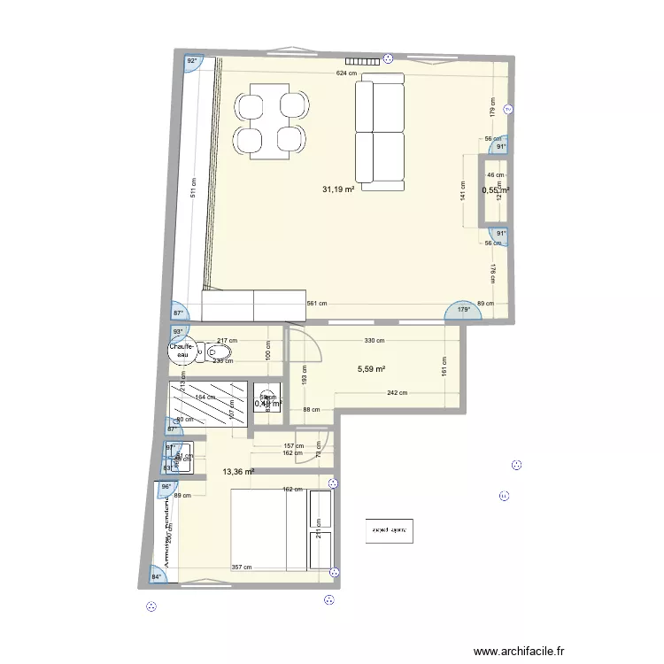 btz 2 camille. Plan de 5  et 51 m²