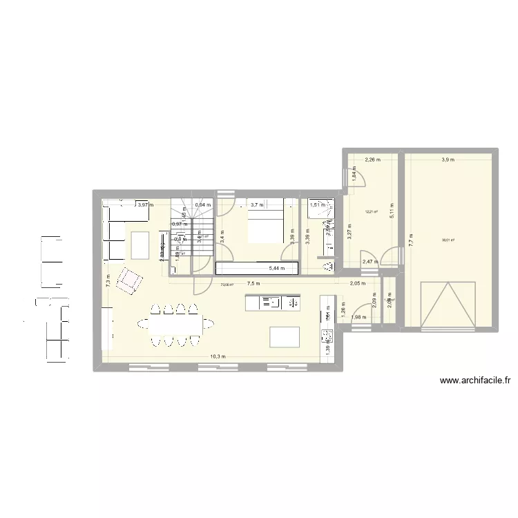 Speos 2. Plan de 6 pièces et 121 m²