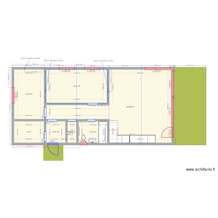 75 4.21. Plan de 9 pièces et 81 m2