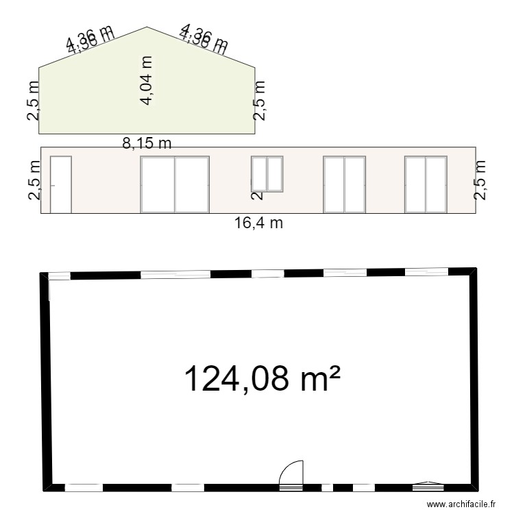 Tiffany Pajon Plan Après modification. Plan de 1 pièce et 124 m2