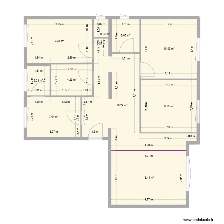 la grange 129000.. Plan de 10 pièces et 79 m2
