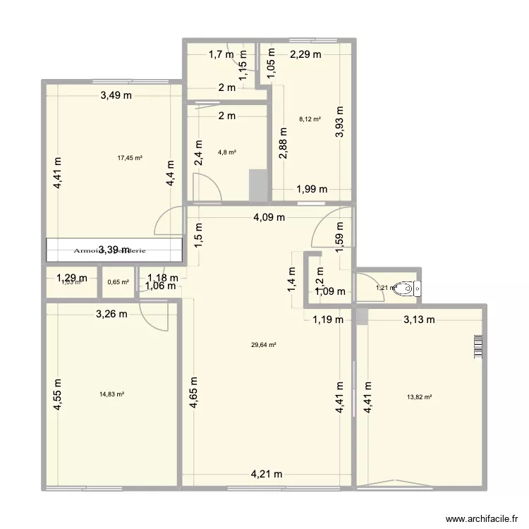 Taverny 3 a modifier. Plan de 9 Pièces et 92 m² Taverny 3 a modifier. Plan de 9 Pièces et 92 m²