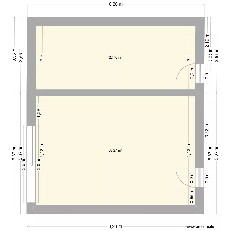 233. Plan de 2 et 61 m² 233. Plan de 2 et 61 m²