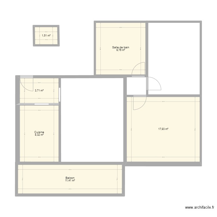 Floreal 3e3pi3c3nouveau. Plan de 6 pièces et 53 m2