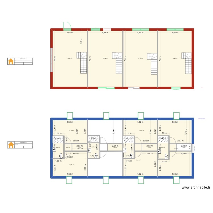 Koechlin Grange 1. Plan de 17 pièces et 243 m2
