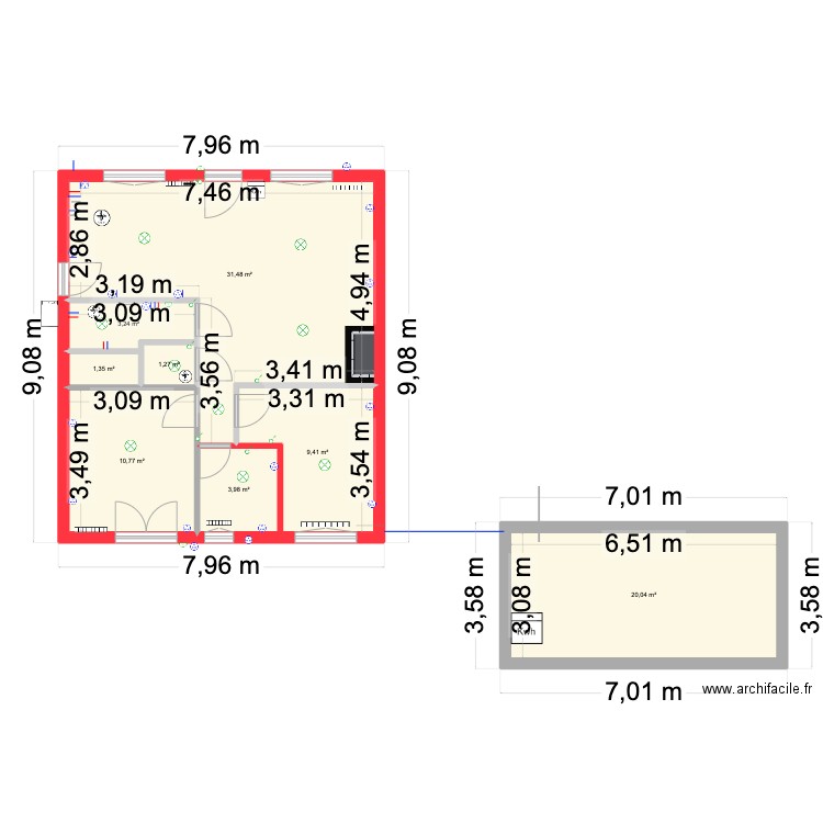 Maison Tautavel. Plan de 8 pièces et 82 m2
