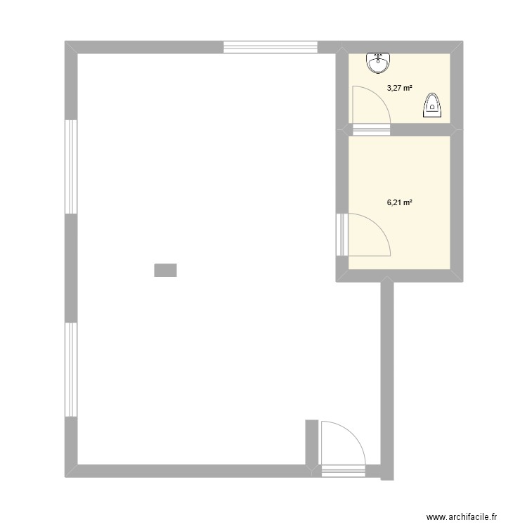 extention, hyeres. Plan de 2 pièces et 9 m2