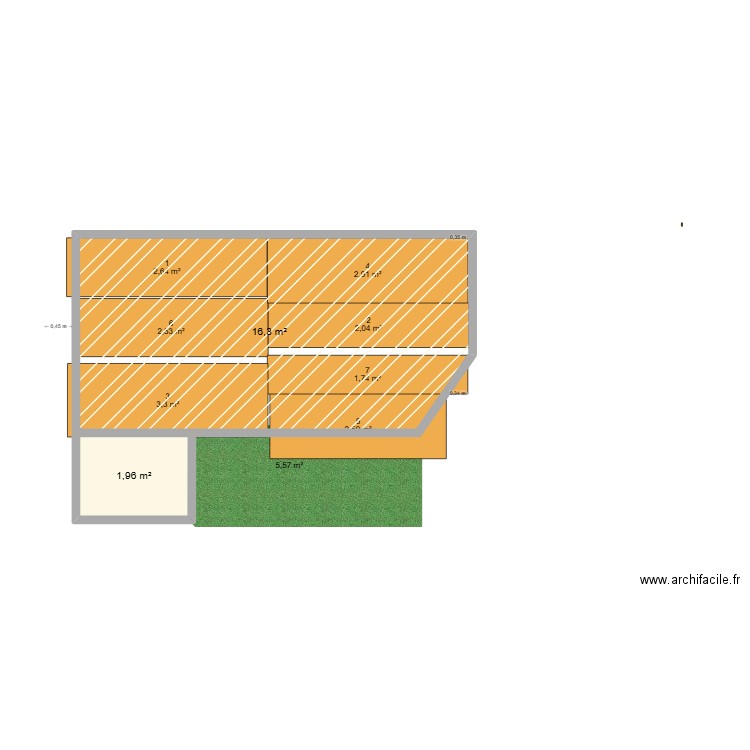 terrasse piscine 2. Plan de 2 pièces et 18 m2