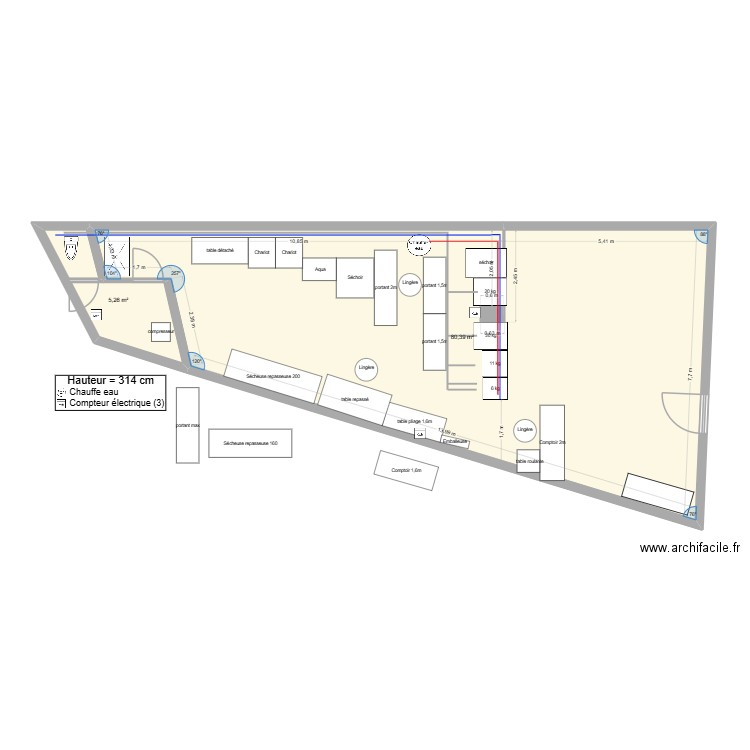 laverie merignac pressing2 mateo pas touche. Plan de 2 pièces et 86 m2