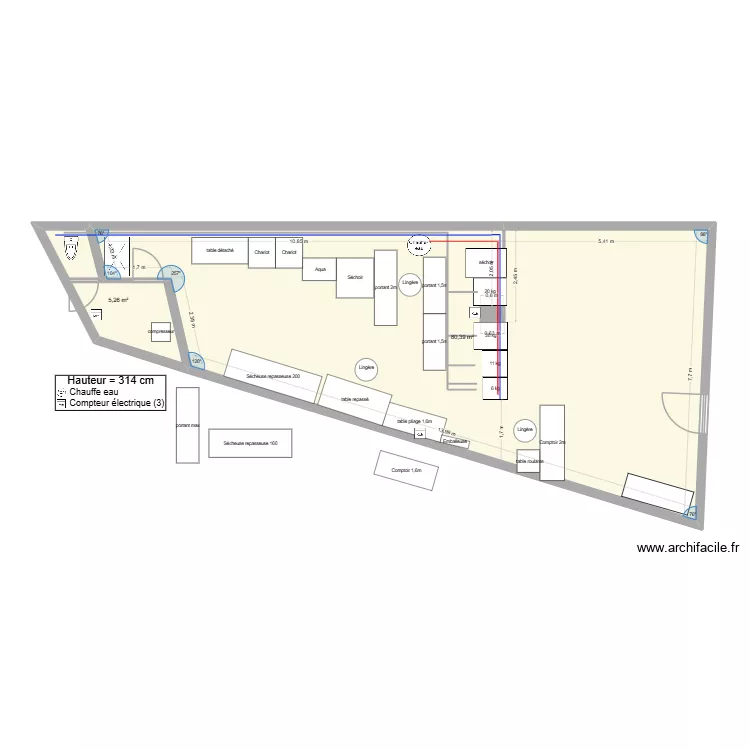 laverie merignac pressing2 mateo pas touche. Plan de 2 pièces et 86 m²