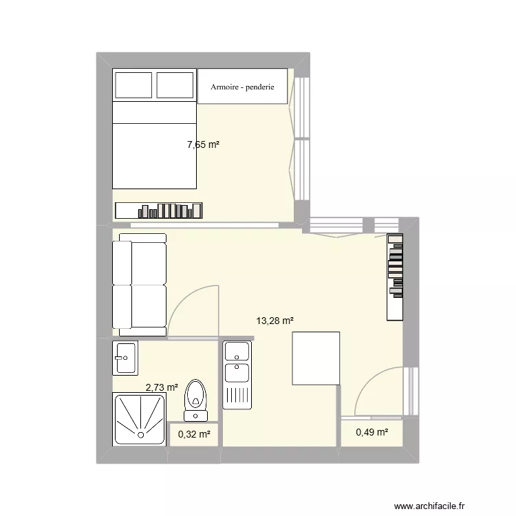 asni&egrave;res. Plan de 5  et 24 m²