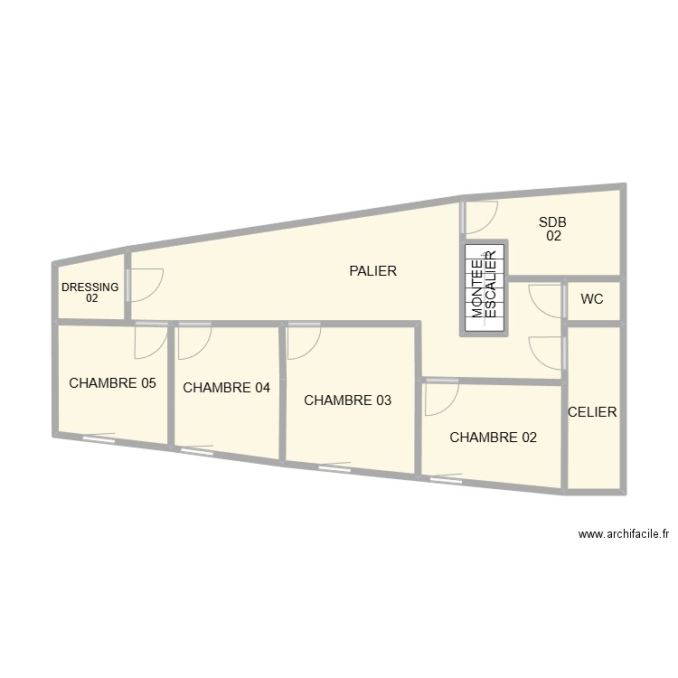 PLAN ETAGE VERGEZE 9. Plan de 9 pièces et 43 m2