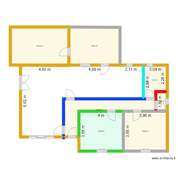 Lencouaqelectriciter. Plan de 7 pièces et 80 m2