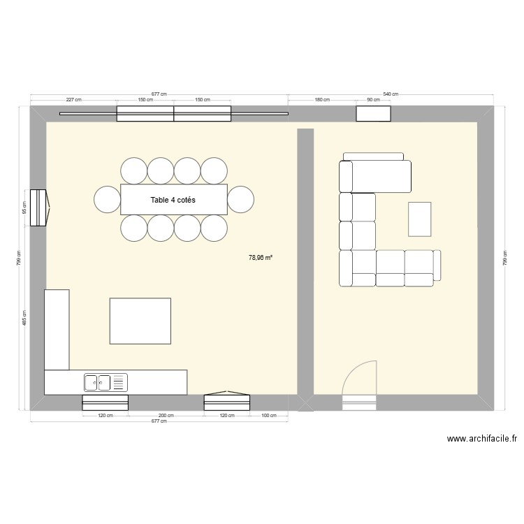 MAISON. Plan de 1 pièce et 79 m2