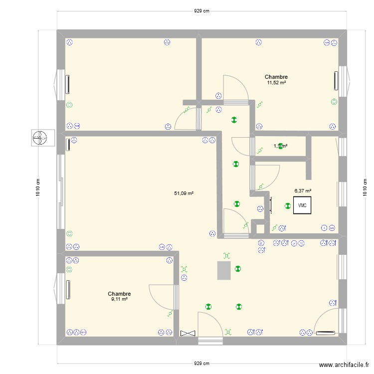 Plan new Hélène ELEC. Plan de 5 pièces et 79 m2