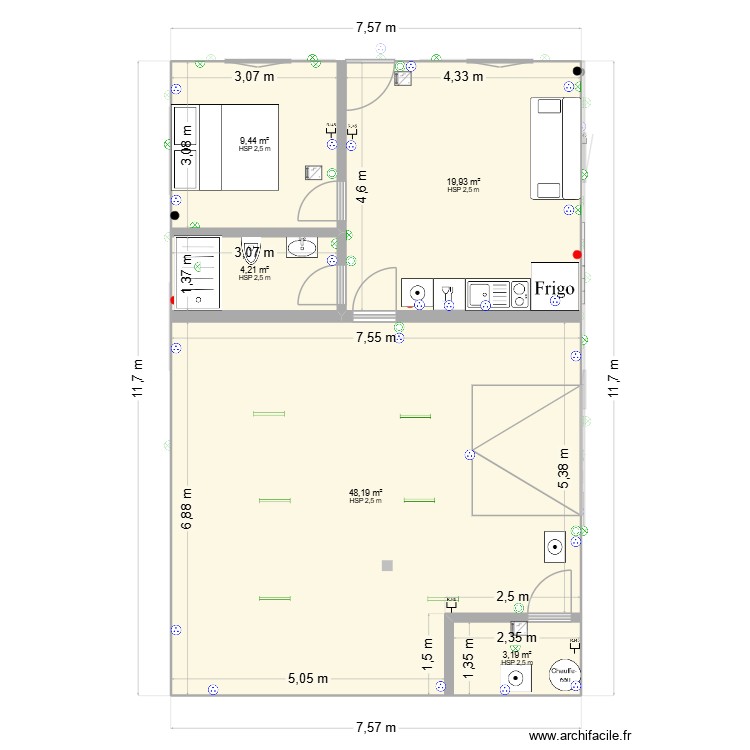 nouv plan + equipement 2 + Lit NOUV. Plan de 0 pièce et 0 m2