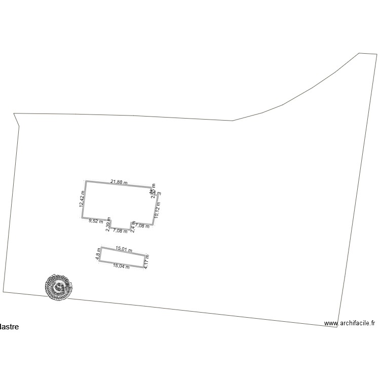 cadastre st camelle WD7. Plan de 2 pièces et 350 m2