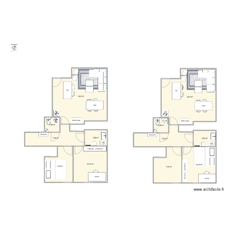 Apt cesson. Plan de 12 pièces et 105 m2