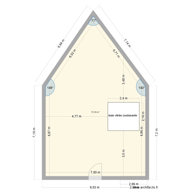 Pignon. Plan de 1 pièce et 73 m2