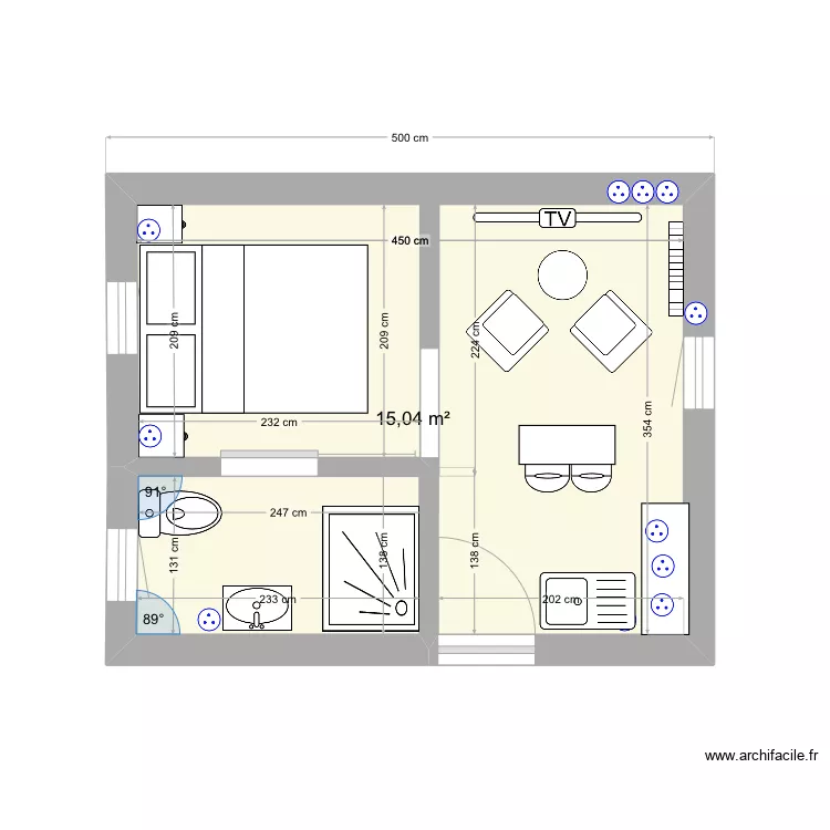 Studio. Plan de 