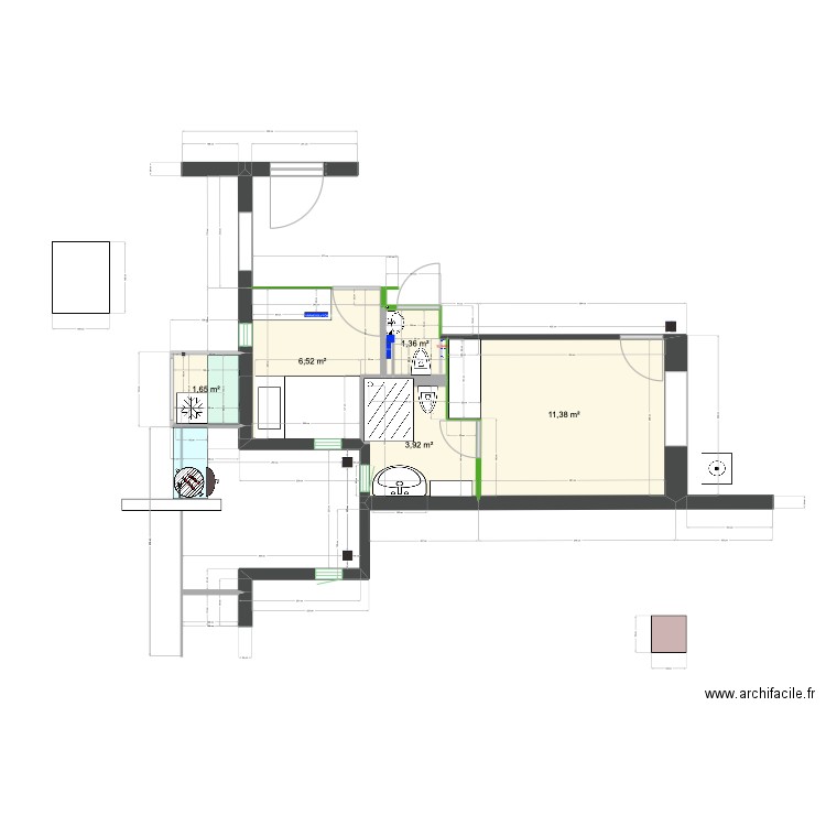 Pl6 Nov-24 Nytt Bad Wc Sov v5. Plan de 5 pièces et 25 m2