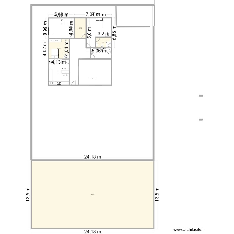 PLAN 1 SM. Plan de 4 pièces et 350 m2