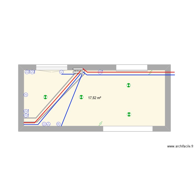 maison cuisine. Plan de 1 pièce et 18 m2