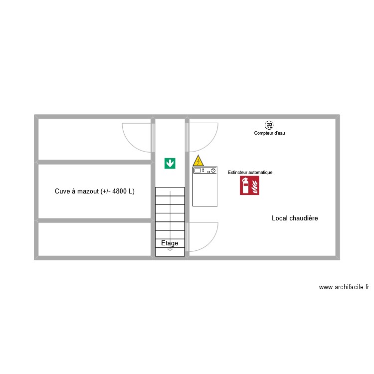 Sous-sol EPN. Plan de 5 pièces et 30 m2