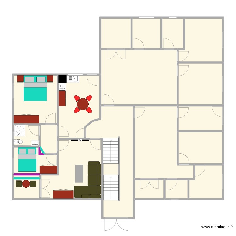 Appartement rdc INSS. Plan de 22 pièces et 188 m2