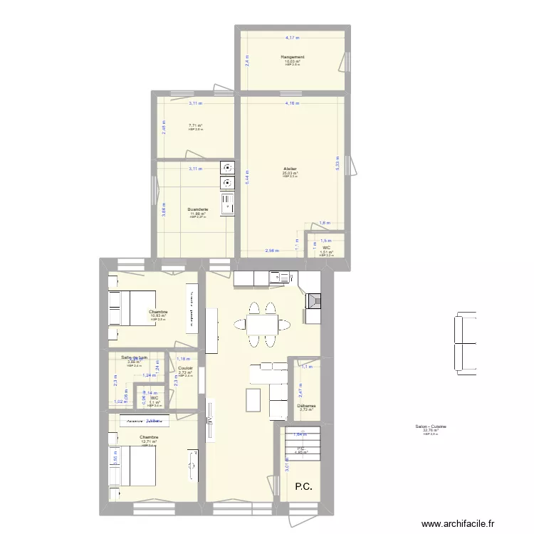 Plan Appart n° 1 _RDC Mobilier 2. Plan de 13 et 128 m² Plan Appart n° 1 _RDC Mobilier 2. Plan de 13 et 128 m²