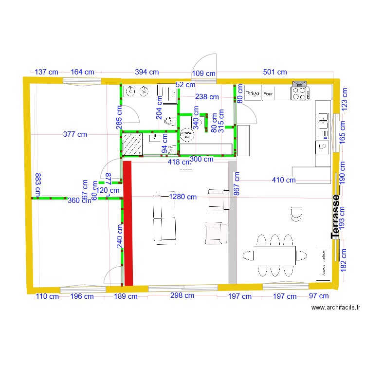 montants chambre dec 2023. Plan de 1 pièce et 2 m2