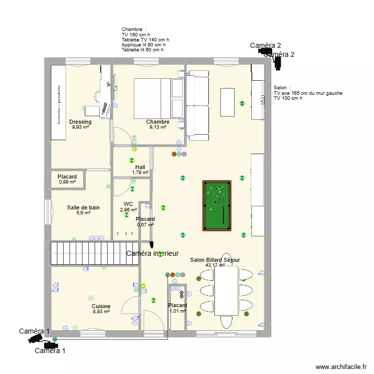 maison 39 RDC meubl&eacute; et elect. Plan de 
