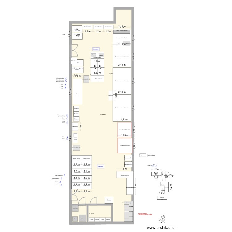 Labo Pantin 2. Plan de 2 pièces et 170 m2