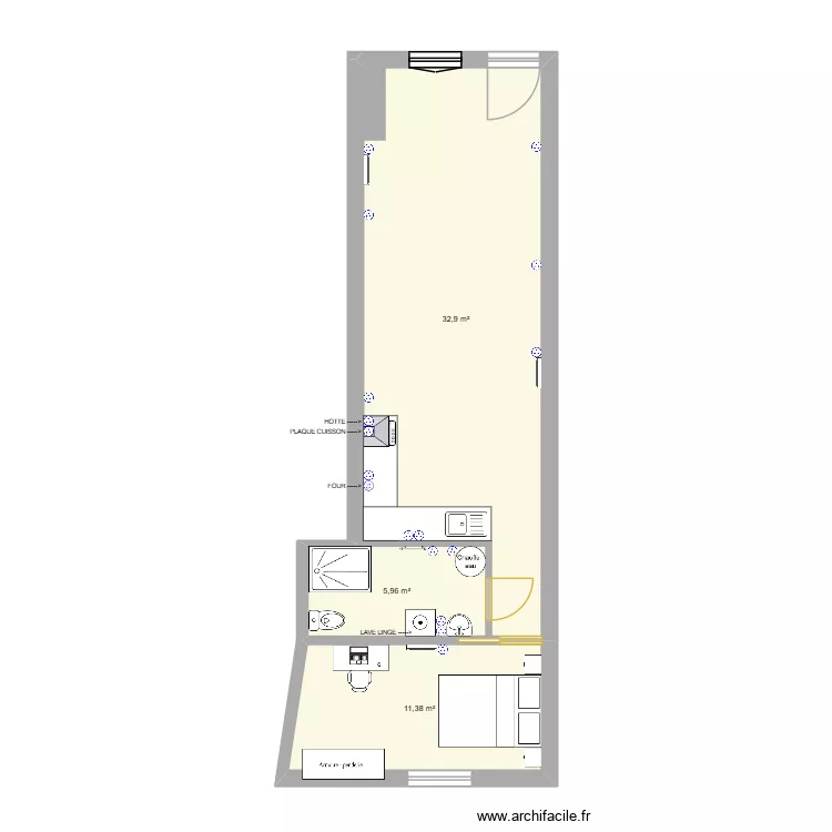 APPART 002 MEUBLE. Plan de 3  et 50 m²