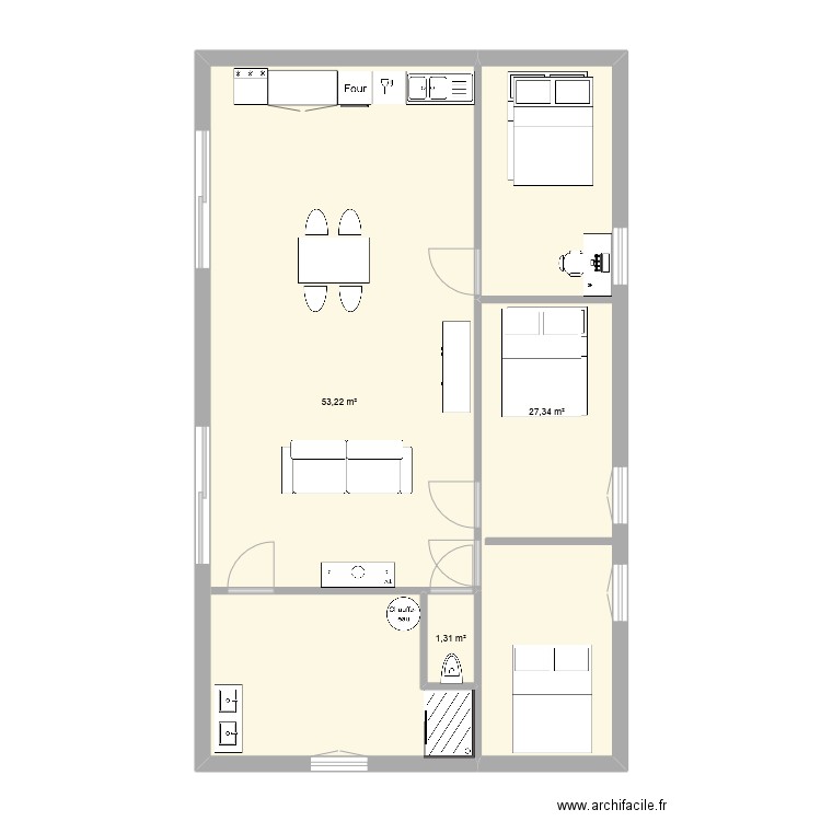maison contener. Plan de 3 pièces et 82 m2
