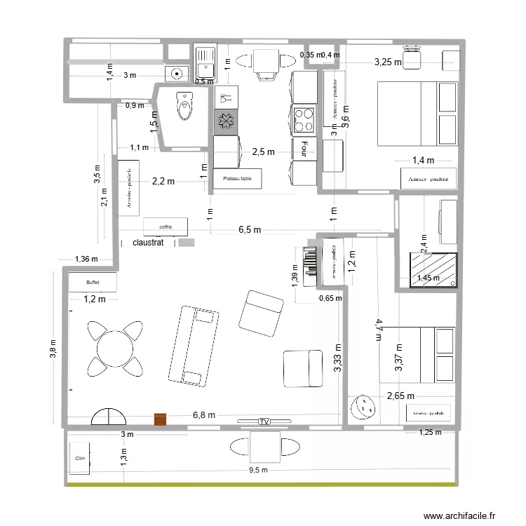 app_roy2. Plan de 1  et 2 m²