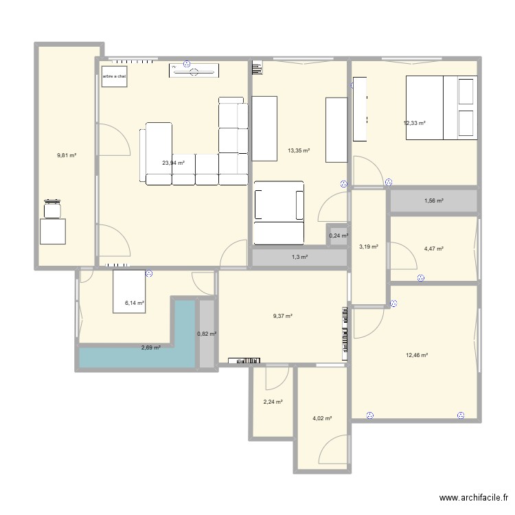 appart Sion. Plan de 16 pièces et 108 m2