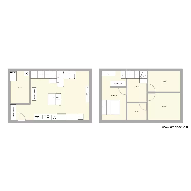 Grange Drumett. Plan de 7  et 87 m²