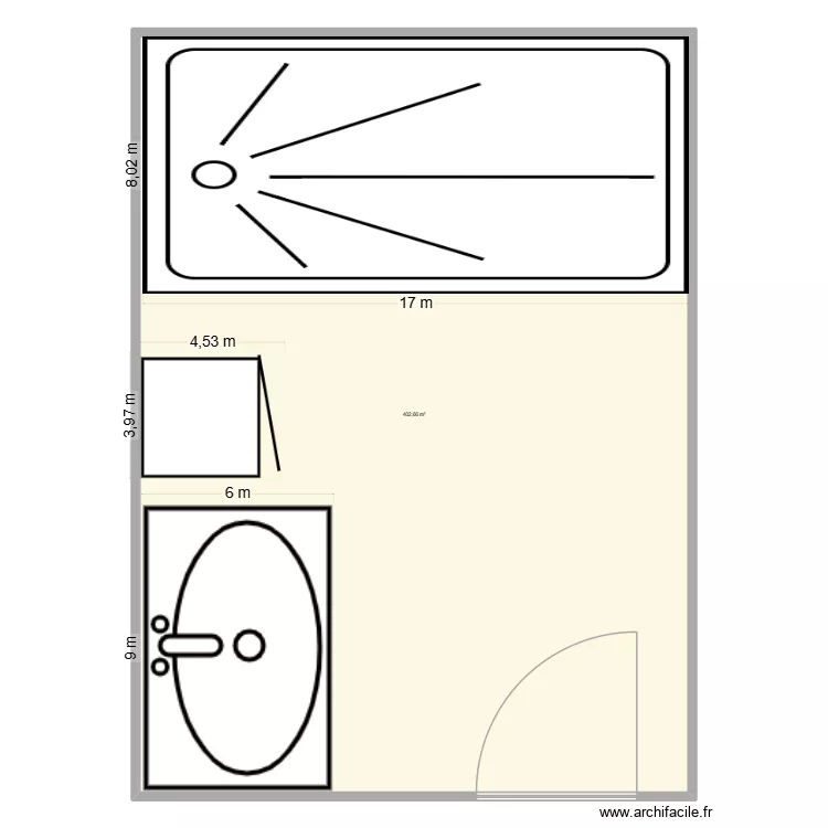 Mme.Petrolesi SDB. Plan de 1  et 403 m²