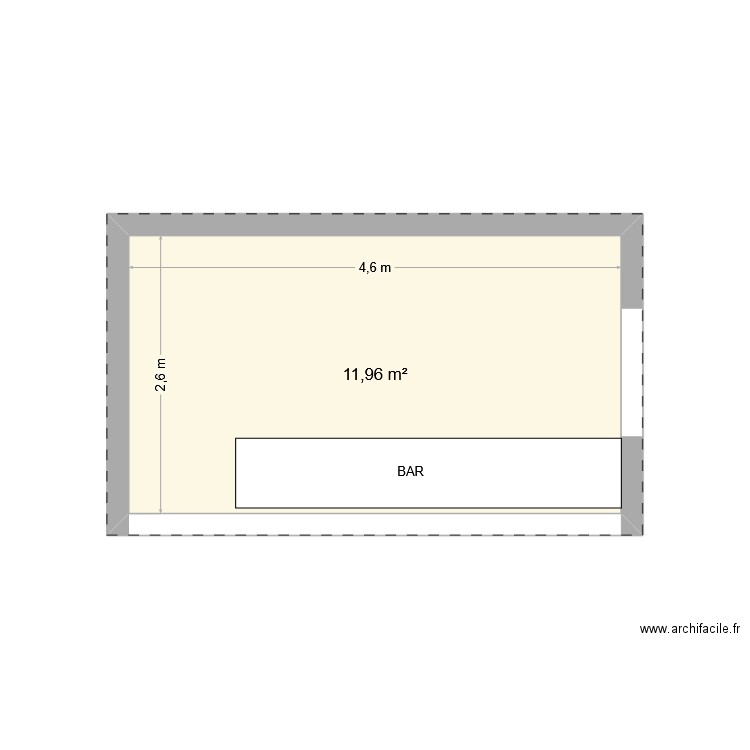 Pool house Begot. Plan de 1 pièce et 12 m2
