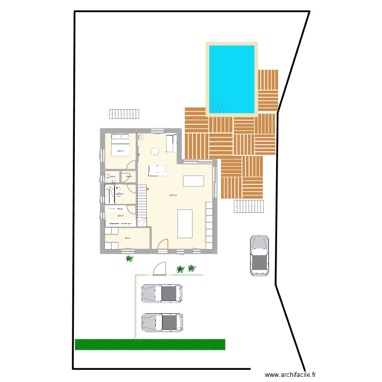 04-10 maison en long. Plan de 7 pièces et 88 m2